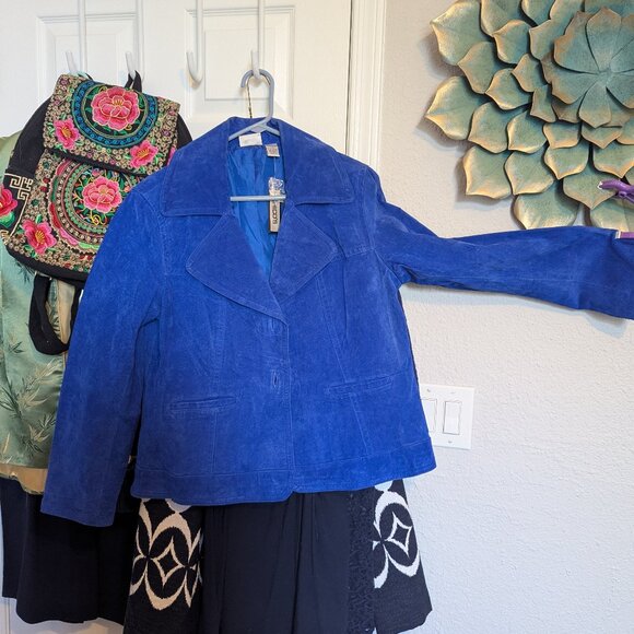 Chico's Jackets & Blazers - NWT Vintage COBALT LEATHER / SUEDE Jacket | Chico's | Size 2 M / L
